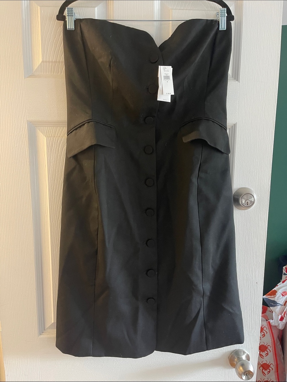 NWT Banana Republic factory Strapless Black Button-Front tuxedo Dress